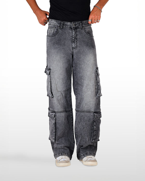 Grey acid wash cargo