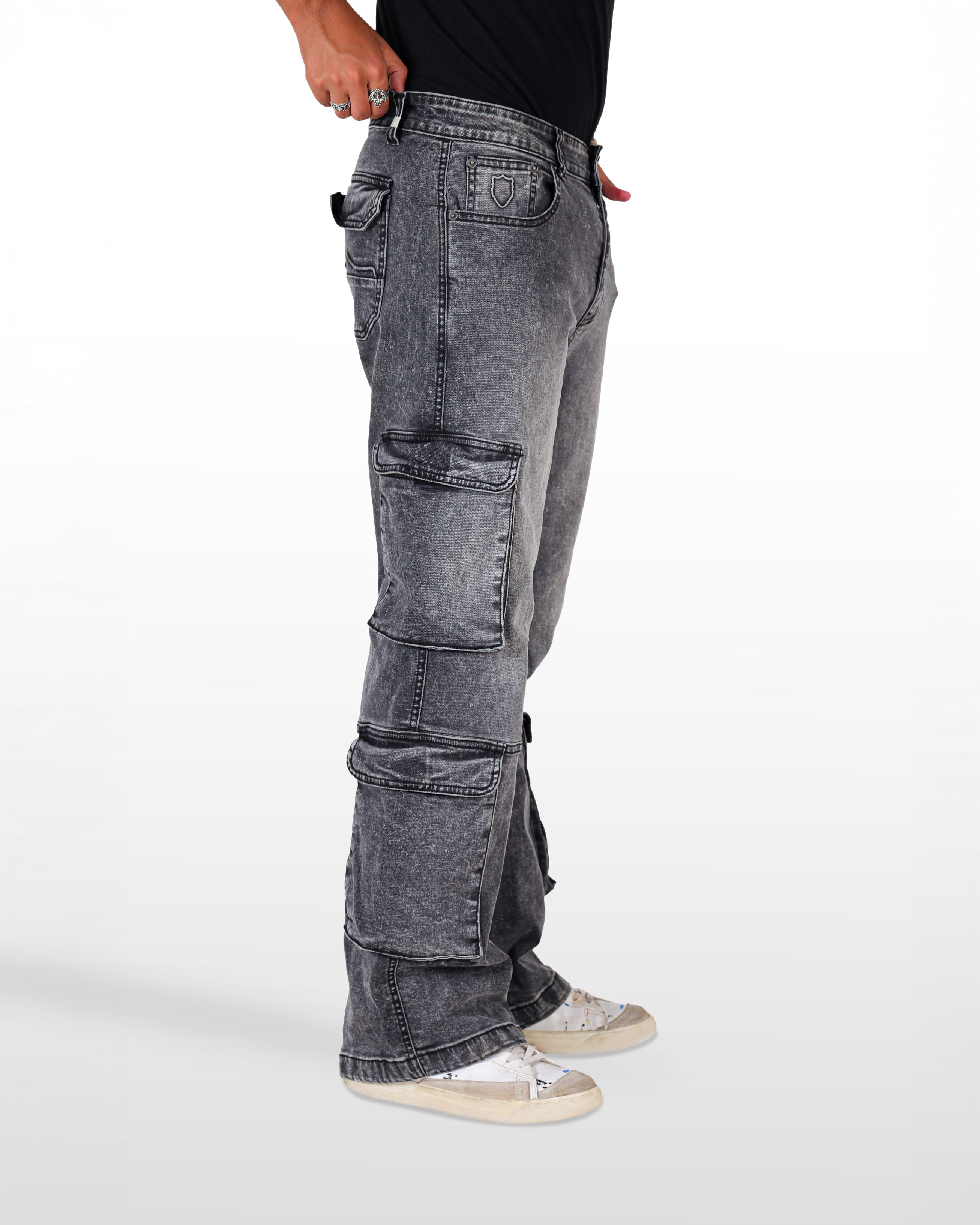 Grey acid wash cargo