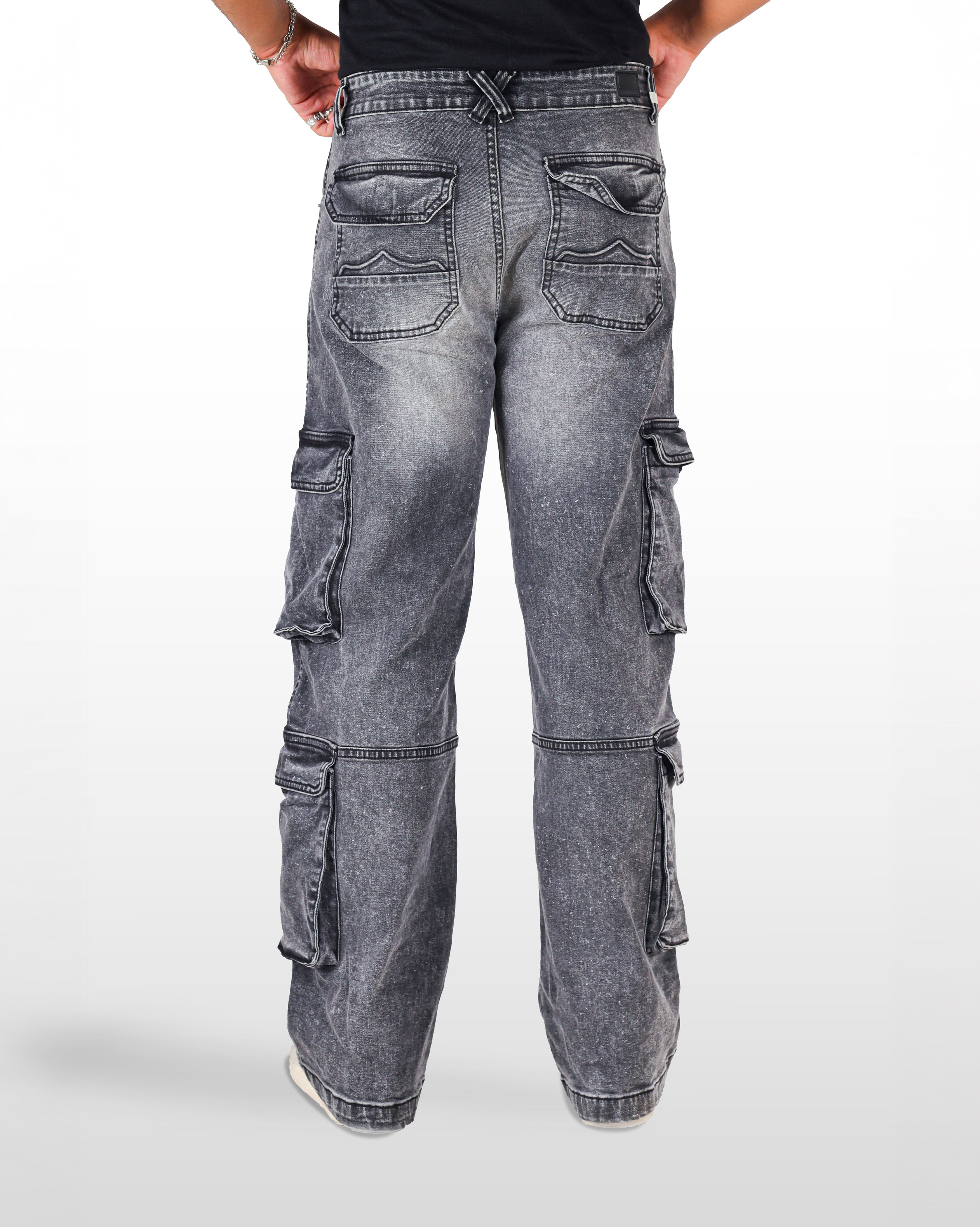 Grey acid wash cargo