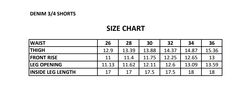 Size chart